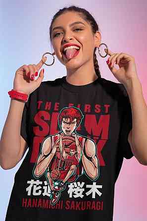 Футболка для мальчика аниме Аниме Баскетбалл Слам Дунк оверсайз (рост от 165 до 180 ) Черний AnimeJ0196m Днепр