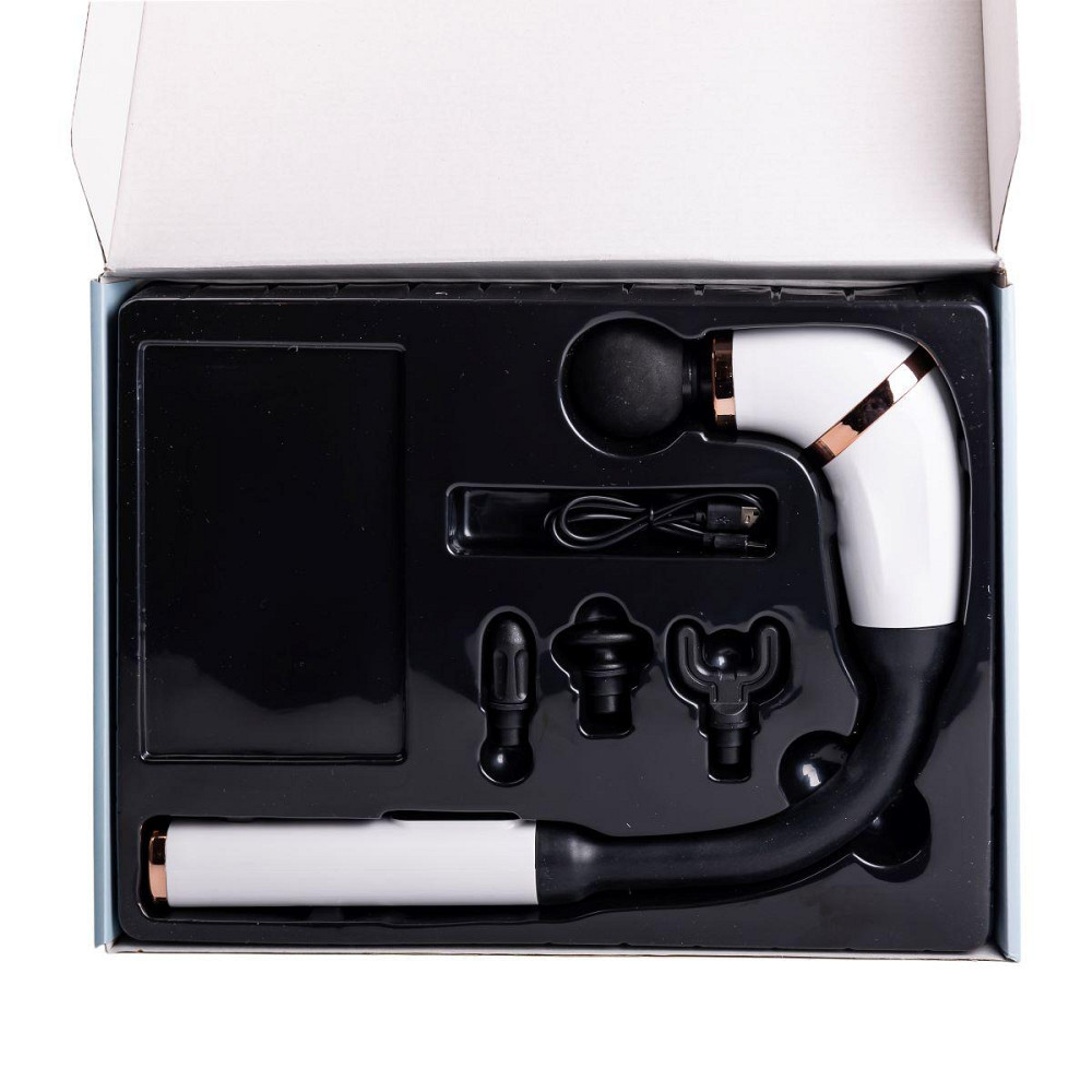 Перкуссионный ручной массажер аккумуляторный 17 Вт зарядка от USB до 3200 об/мин Белый HP-11-11W Киев - изображение 9