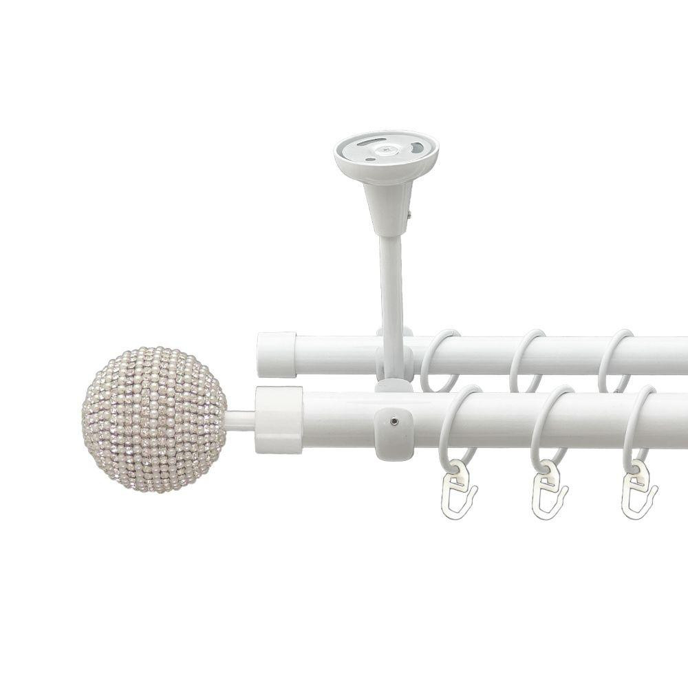 Карниз Orvit Карера металевий дворядний відкритий до стелі гладка труба кільце металеве Арктіс 25\19 мм 160 см (00-00021109) Львів - фото 1