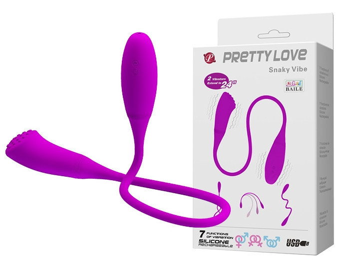 Гибкий двусторонний вибратор PRETTY LOVE - Snaky Vibe, BI-014327-2 Sex Aura Киев - изображение 1