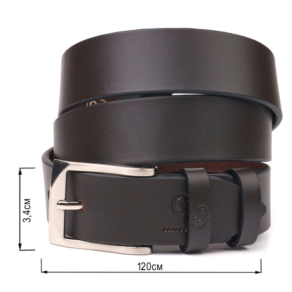 Стильний брючний чоловічий ремінь із натуральної шкіри Grande Pelle 21449 Коричневий Київ - фото 8