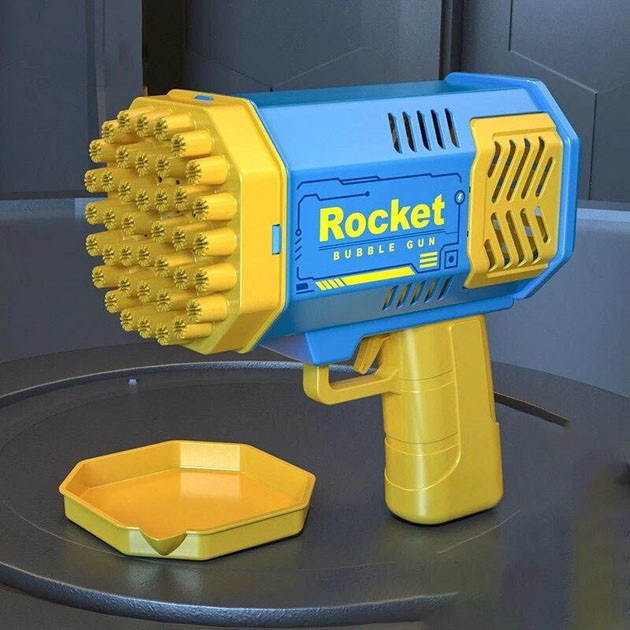 Дитячий пістолет мильні бульки Rocket Bubble Gun 15,8 см автоматичний. Колір: жовтий AE-38 Львів - фото 3