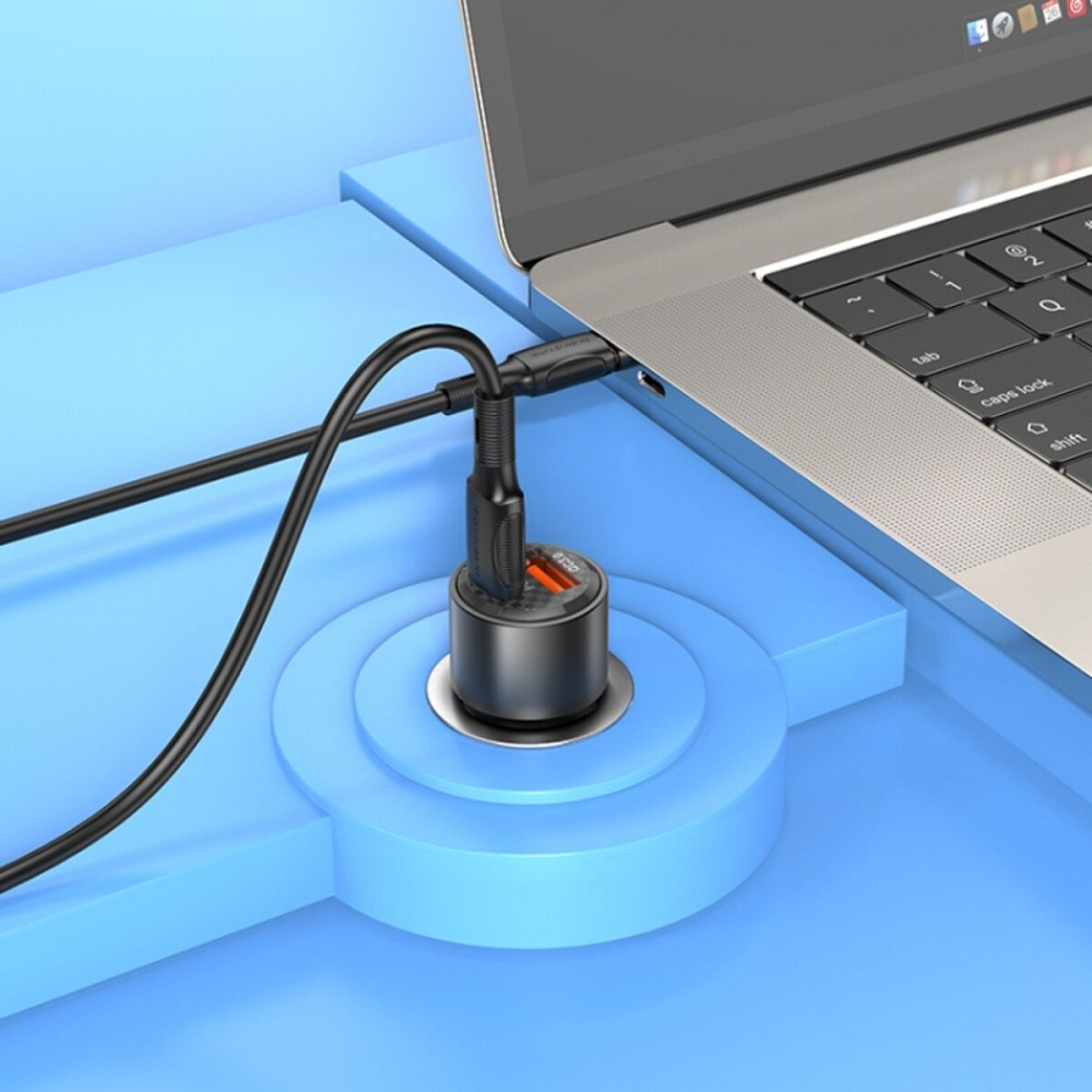 Автомобільний зарядний пристрій BOROFONE BZ20A Smart 83W dual port PD65W+QC3.0 car charger Transparent Black (6941991101625) Київ - фото 3