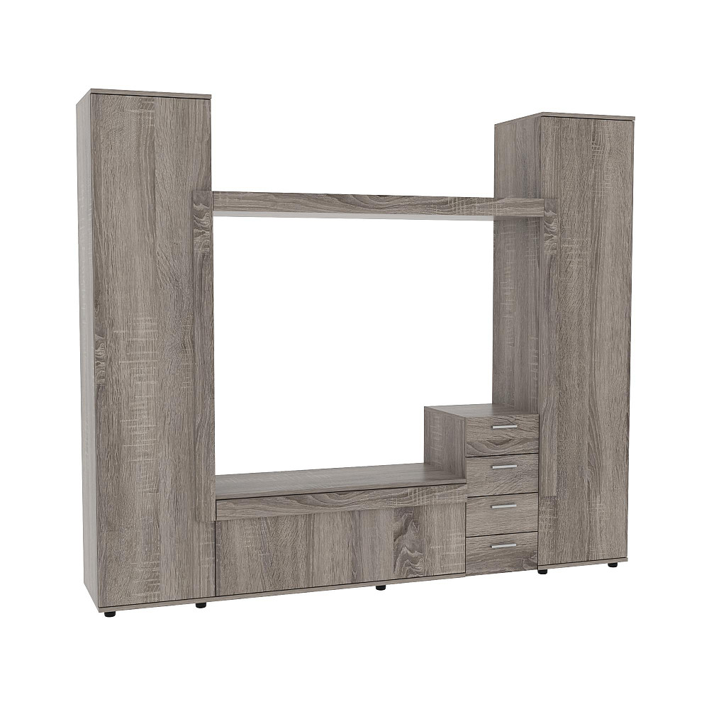 Стенка в гостиную под ТВ Эхо-2, Дуб Сонома Трюфель, 2160х420х1850 Львов - изображение 1