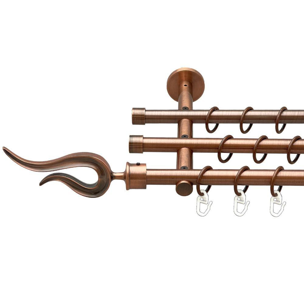 Карниз Orvit Віоло металевий трирядний циліндр (20 см) гладка труба кільце металеве Мідь 16\16\16 мм 300 см Львов - изображение 1