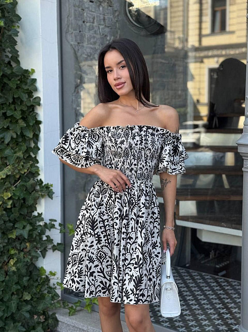 Жіноче легке принтоване плаття з турецького батисту Чорний, 46/48 Одеса - фото 2