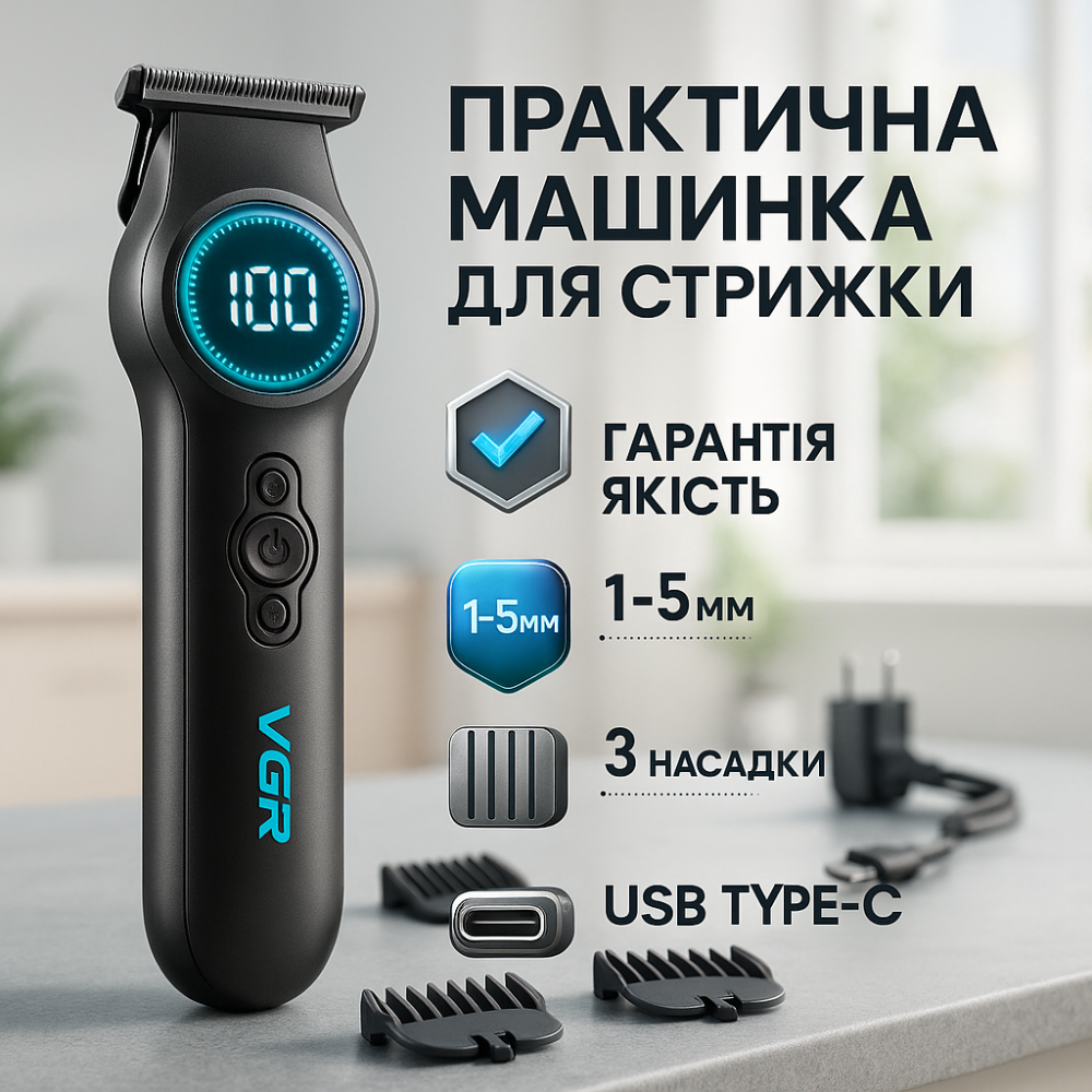 Беспроводной триммер для стрижки и бритья VGR, Машинка для стрижки волос домашняя KH-25 Киев - изображение 20