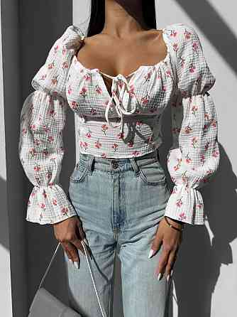 Жіночий літній романтичний топ муслін 100% бавовна Молочний 5 Одеса