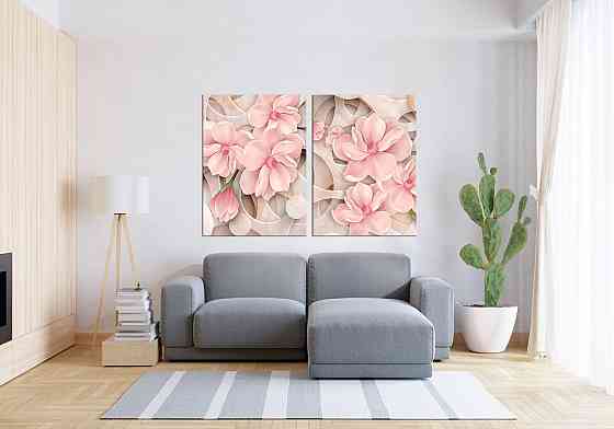 Модульна картина у вітальню/ спальню Розжева Магнололія TLV-2_071 90x132 см Київ