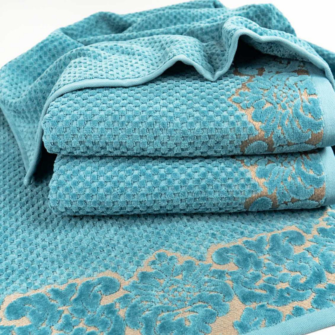 Набор махровых полотенец 2шт 50x90см, 70x140см Damask Премиум качества Жаккардовое с велюром 550г/м2 Сумы - изображение 3