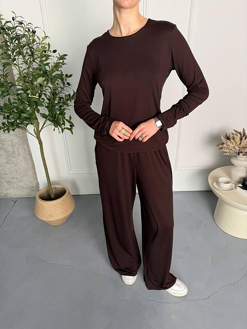 Женский базовый повседневный костюм из легкой вискозы Шоколад Одесса - изображение 8
