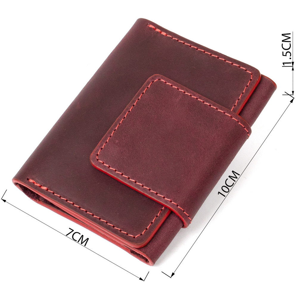 Винтажная кожаная визитница GRANDE PELLE 11408 Бордовый Киев - изображение 9