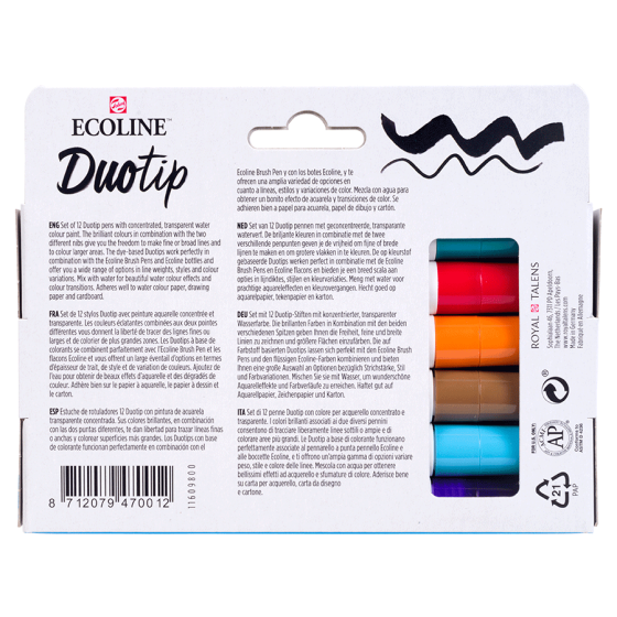 Набор маркеров акварельных двусторонних ECOLINE DUO TIP BASIC 12шт Royal Talens Киев