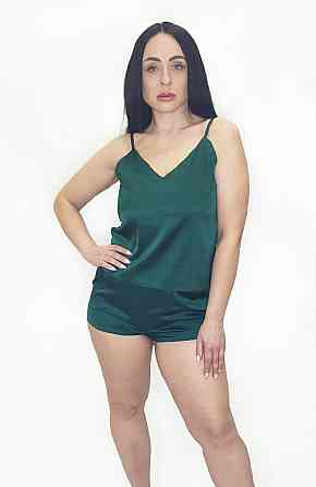 Шелковая пижама женская с шортами Зеленый M Харьков