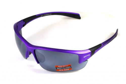Окуляри захисні Global Vision Hercules-7 Purple (silver mirror) дзеркальні чорні у фіолетовій оправі Запоріжжя - фото 1