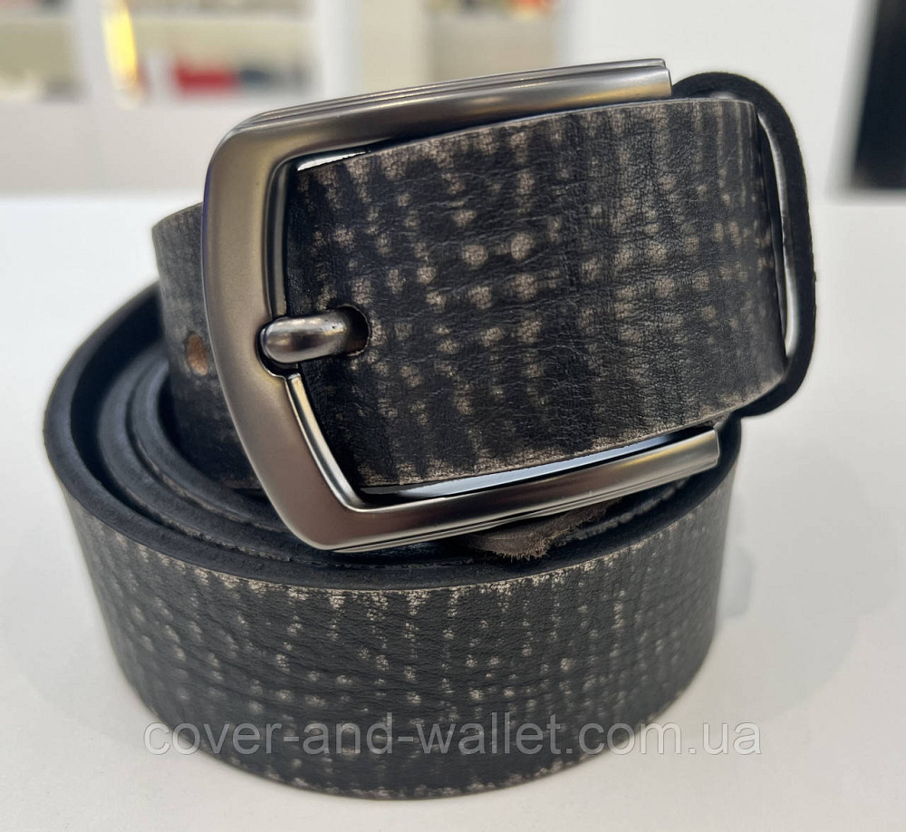 Модний чоловічий шкіряний ремінь із вінтажної шкіри коричневого кольору 40 мм PS Leather Київ - фото 9