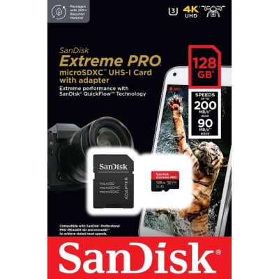 Карта памяти SanDisk 128 GB microSDXC UHS-I U3 Extreme Pro+SD Adapter (SDSQXCD-128G-GN6MA) Винница - изображение 5