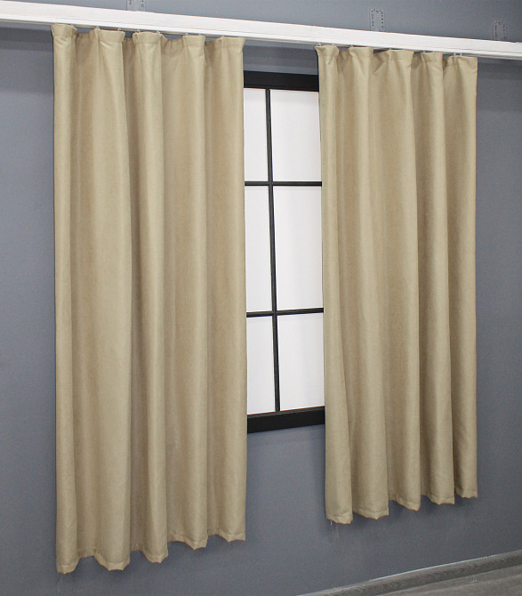 Комплект коротких штор VR-Textil Микровелюр Petek № 1491ш Бежевый 130х170 см 2 шт (35-0216) Киев - изображение 3