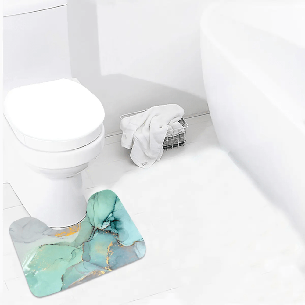 Набор ковриков и шторки для ванной комнаты и душа, комплект шторки и коврики в ванную, бирюзовый цвет Каменец-Подольский - изображение 2