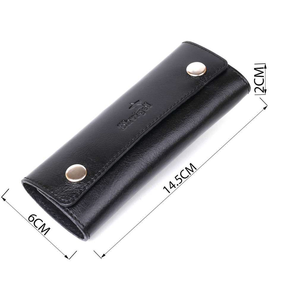 Стильна шкіряна ключниця Shvigel 16529 Чорний Київ - фото 4