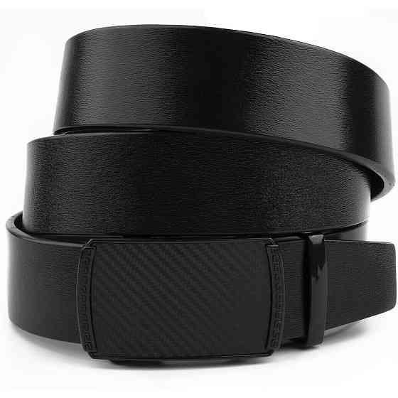 Мужской ремень из кожи с автоматической пряжкой мозаика Vintage 20283 Черный Киев