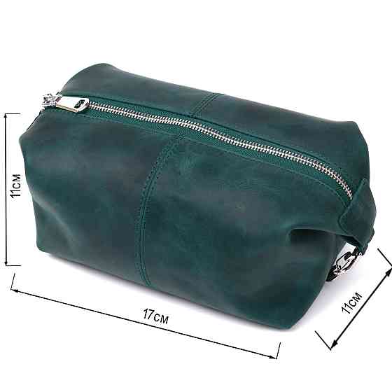 Кожаная матовая косметичка Shvigel 16399 Зеленый Киев