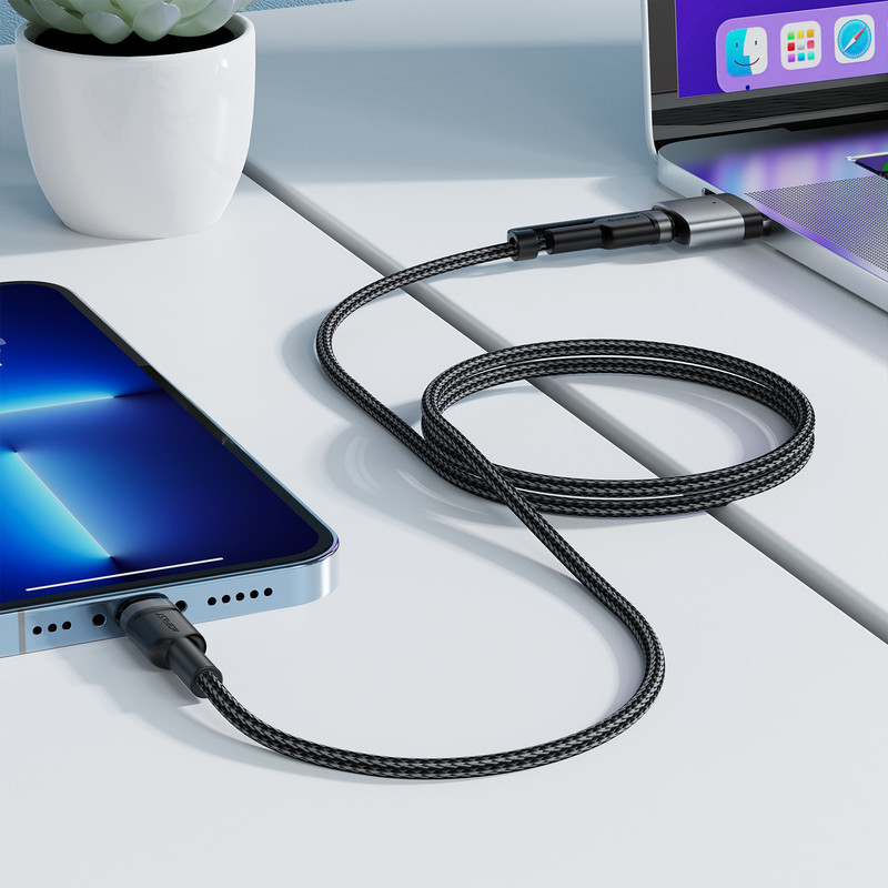 Кабель ACEFAST C22-05 USB-C to USB-C / magnetic aluminum alloy charging data cable Black Киев - изображение 7