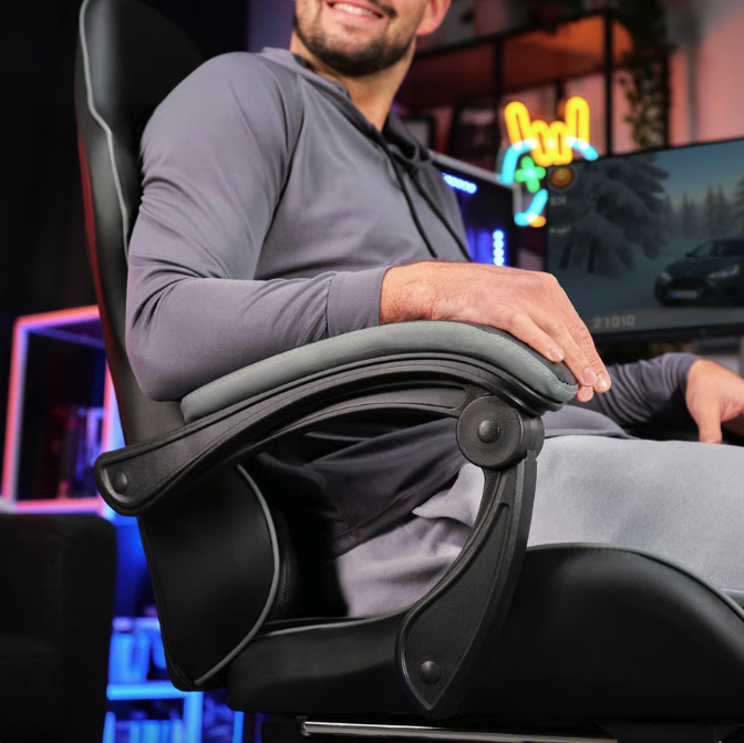 Кресло геймерское с подушками Ragazo усиленное до 150 кг компьютерное игровое офисное для ПК Черное с серым Киев - изображение 9