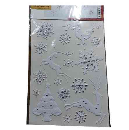 3D Новогодняя наклейка Олени со снежинками Livarno Home 29 на 41 см бело-серебристый Киев