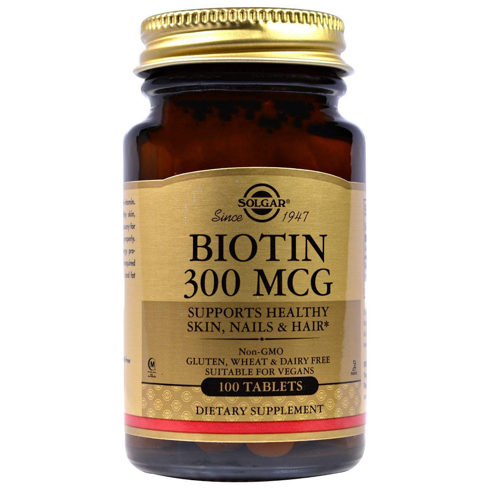 Биотин (Biotin), Solgar, 300 мкг 100 таблеток Київ - фото 1