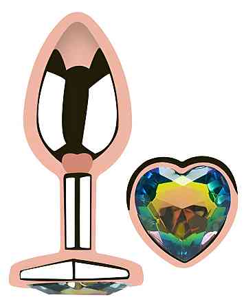Анальна пробка з кристалом EGZO - Rose Gold Heart Plug Rainbow size S Sex Aura Київ
