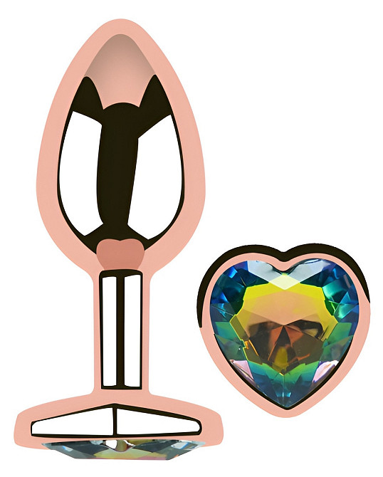 Анальна пробка з кристалом EGZO - Rose Gold Heart Plug Rainbow size S Sex Aura Київ - фото 2