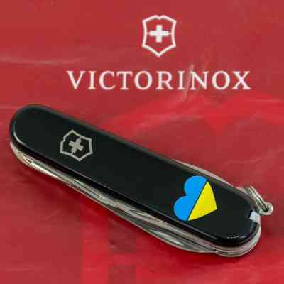 Ніж Victorinox Huntsman Ukraine 91 мм Чорний Серце синьо-жовте (1.3713.3_T1090u) Вінниця