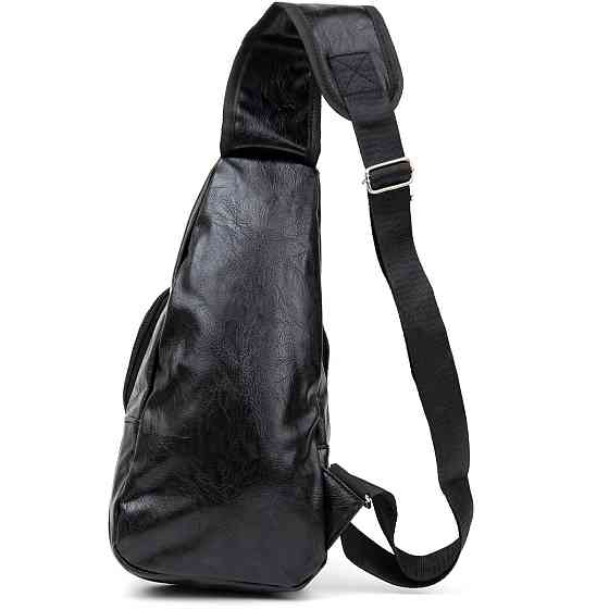 Сумка через плече на два відділення кожзам Vintage 20559 Чорна Київ