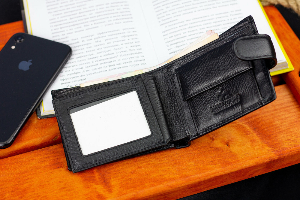 Чорне класичне портмоне з натуральної шкіри Marco Київ - фото 10