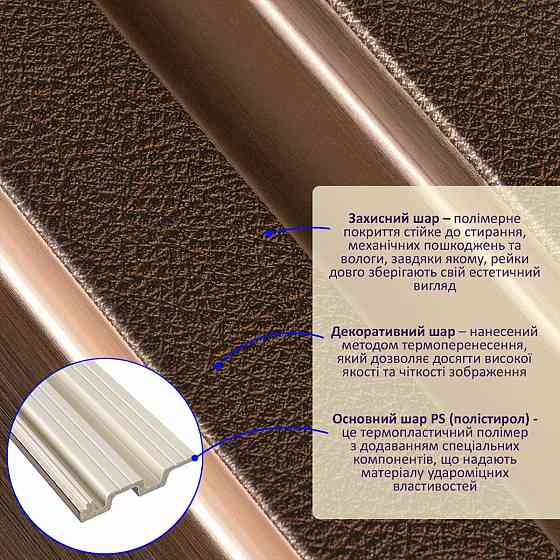 Рейка декоративная PS 2900х120х20мм Под коричневую кожу с бронзой SW-00002147- Днепр