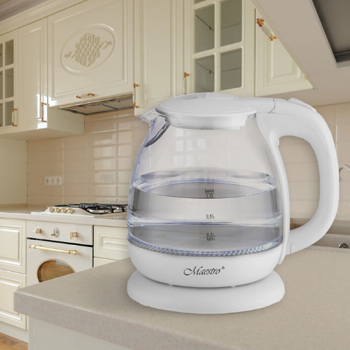 Електрочайник 1,0л 1100W скло (диск) білий MR-055-WHITE Maestro Житомир - изображение 2