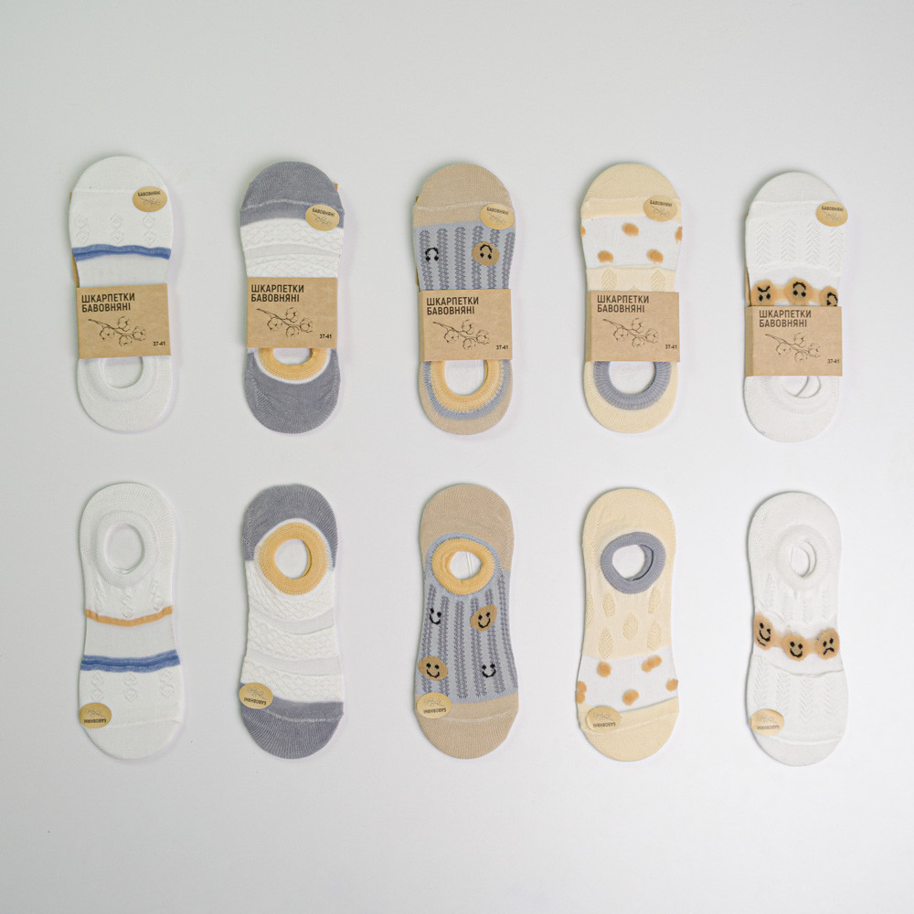 Набор носков женских хлопковых 10 пар Youstar 111 Следы 37-41 Различные цвета Сумы - изображение 1