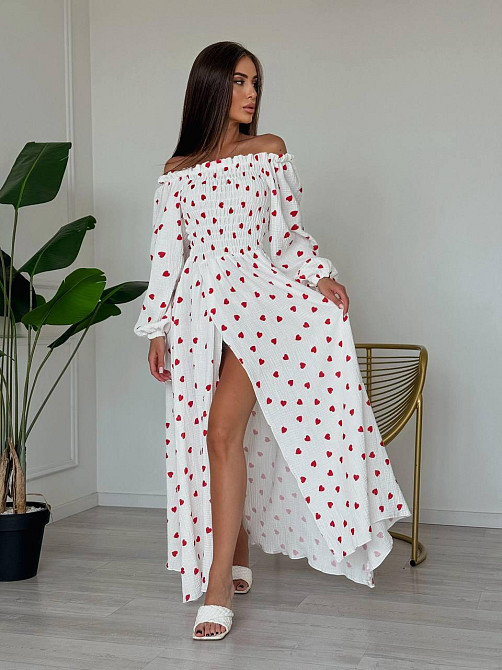 Женское романтичное легкое макси платье с сердцем муслин 100% хлопок Одесса - изображение 5