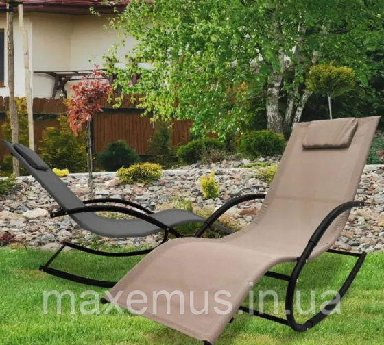 Шезлонг-качалка BG01 Relax садовый лежак для отдыха коричневый Мостиска