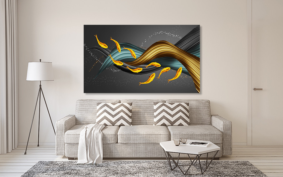 Картина холст у вітальню / спальню Золоті рибки    MLP_44  ( 60х30см ) 80x120 см Київ - фото 2