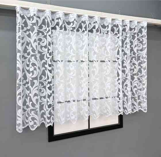 Короткая тюль, высотой 1,2м, жаккард цвет белый 1599т Киев