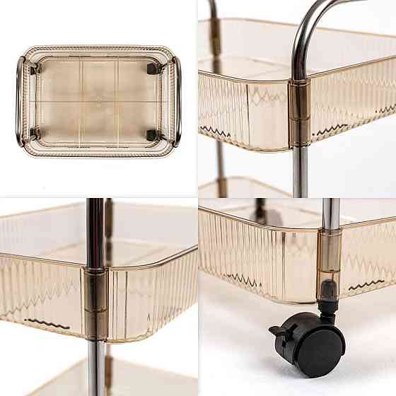 Этажерка мобильная двухъярусная универсальная из акрила и металла 40х28,5х45см Бежевая SW-00002110 Днепр