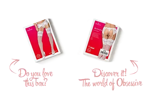 Панчохи під пояс із широким мереживом Obsessive 810-STO-2 stockings L/XL, білі Львів