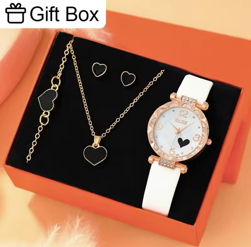 Подарочный набор для женщин Сердце: наручные часы браслет ожерелье и серьги в подарочной коробочке Киев - изображение 1