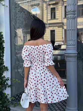 Жіноче романтичне легке принтоване плаття з відкритими плечима муслін Білий 2, 42/44 Одеса
