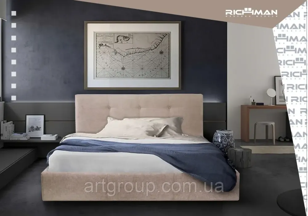 Кровать Двуспальная Manchester Comfort 160 х 200 см Мисти Grey С подъемным механизмом и нишей для белья Серый Днепр - изображение 19