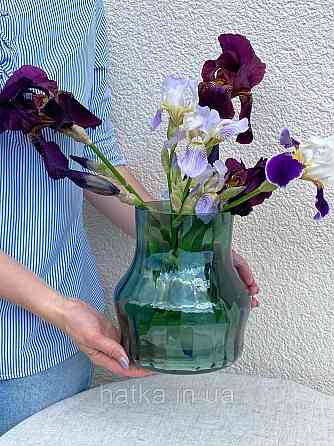 Ваза скляна 18*18*19,5 см "Анабель" зелене товсте скло Київ