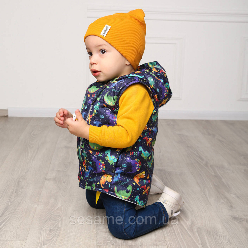 Дитяча куртка-жилетка 2 в 1 демісезонна Динозаврі у космосі Харків - фото 4