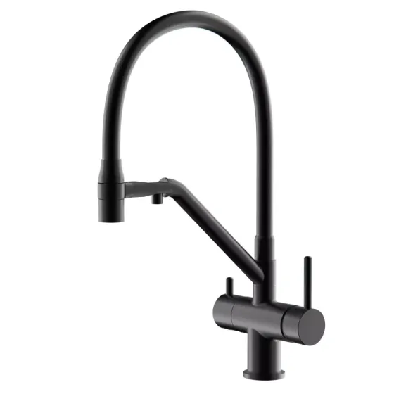 Змішувач для кухні з підключенням до фільтра GAPPO G4398-86 та гнучким виливом, чорний Київ